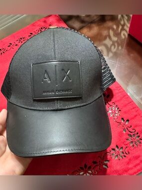 Armani Exchange Black Mesh Trucker Cap